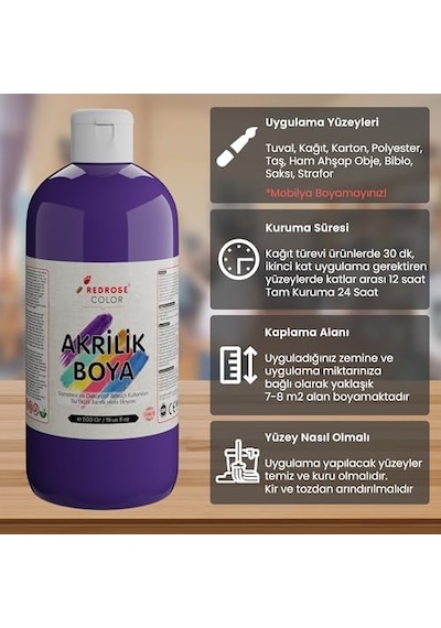 Mor Akrilik Boya 500gr