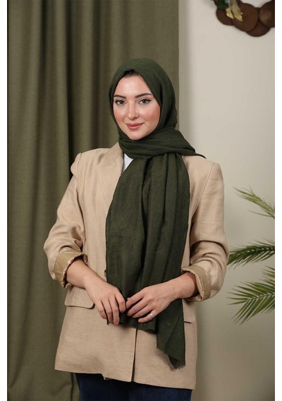 Bambu Şal Tesettür, Pamuklu, Hafif, Rahat, Şık, Yüksek Kalite, Hijab, Shawl, Original, Lux Haki
