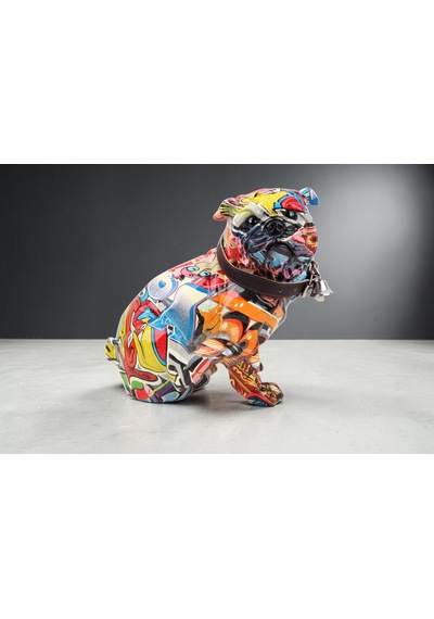 Grafiti Desenli Fransız Bulldog Biblo Canlı Renkli Köpek Heykeli Dekoratif Ev Ofis Hediyesi 20 Cm