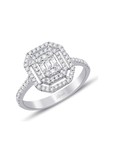 0.60 Ct Çift Sıra Baget Kare Tektaş Yüzük