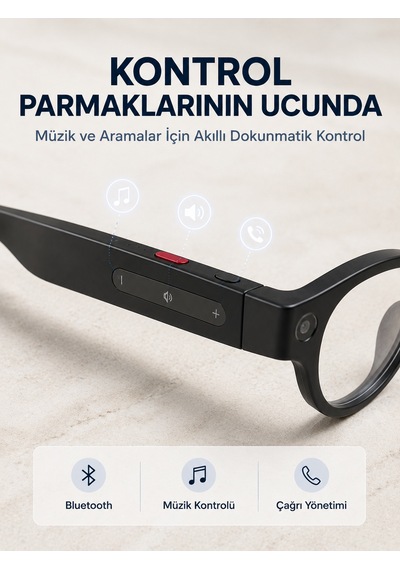 Siyah Kameralı Akıllı Gözlük Aı Görüntü Tanıma Bluetooth Müzik Telefon Görüşme Dokunmatik Kontrollü - Lisinya