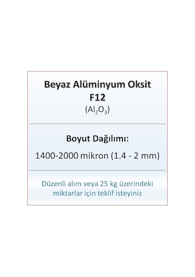 Alüminyum Oksit F12 - Al2O3 - 1400-2000mikron - 1 KG