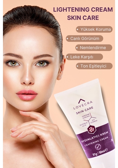 Aydınlatıcı Krem Glycolic Asit E & A Vitamini Aydınlatıcı Beyazlatıcı Uva / Uvb Leke Karşıtı 50ml Beyaz