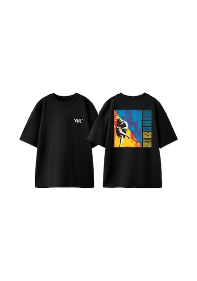 Thewert Use Your Illusıon Tasarım Sırt Baskılı Pamuk Siyah Oversize T-shirt