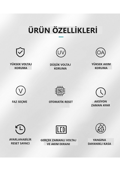 Tomzn 220V 63A Otomatik Faz Seçici Yüksek Alçak Voltaj Akım Koruma Gerilim Koruyucu Röle