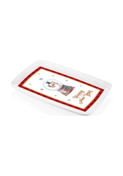 The Mia Globe Yılbaşı Temalı Dikdörtgen Servis Tabağı 34 X 25 Cm Renkli