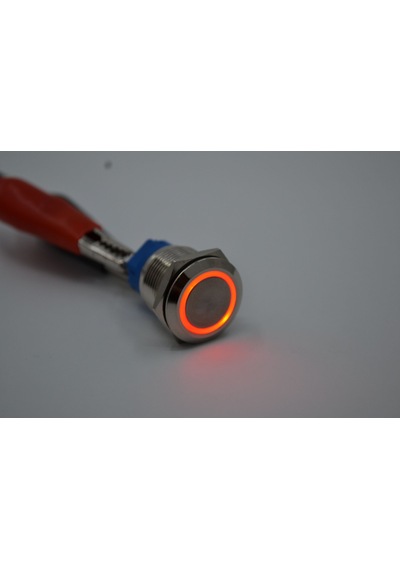 19mm Yaylı Metal Buton Kırmızı Işıklı 1no/1nc Anahtar 12v 24v