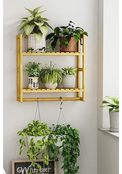 Digithome Bambu Mini 8 Form Organizer Mutfak Ve Banyo Düzenleyici Askılı Duvar Rafı Havluluk Db-0028 Kahverengi