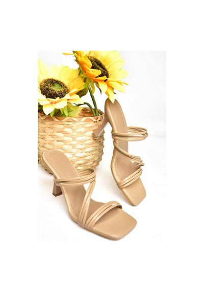 Fox Shoes S590033709 Ten İnce Topuklu Kadın Terlik Ten