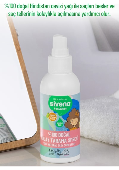 Siveno %100 Doğal Kolay Tarama Spreyi Çocuklar İçin Nemlendirici Hindistan Cevizi Yağlı 100 ml