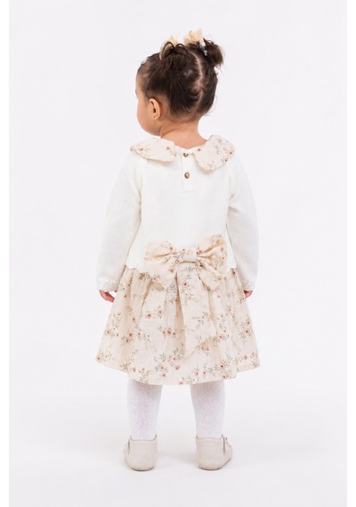 Babyhola Kız Bebek Çiçek Desenli Müslin Triko Takımı 3028 Gül Kurusu