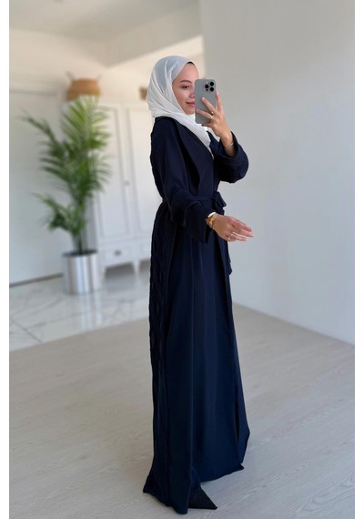 Kahijab Sırt Detay Dökümlü Abaya - Lacivert Lacivert