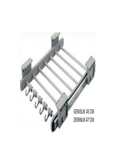 Dolap Içi Raylı Pantolonluk Askılığı 45 47 Cm Üst Rafa Montaj Olur Gri