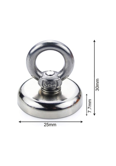 Ay Magnet Fishing Neodyum Pot Mıknatıs, Çap 25Mm, Kurtarma