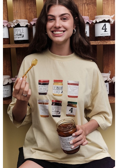 Manuka Baskılı Kısa Kol T-shırt Jam Jam