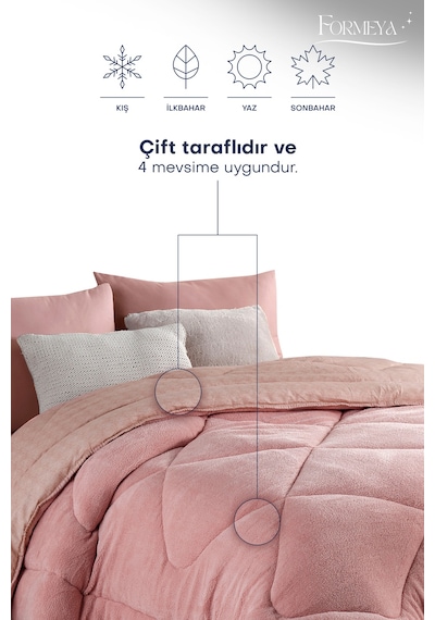 Formeya Battal Boy Lüx Pudra Welsoft Yorgan Çift Taraflı Pudra