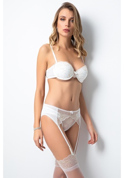 Miorre Push-up Dolgulu 4'lü Dantel Jartiyer Sütyen Takım 001