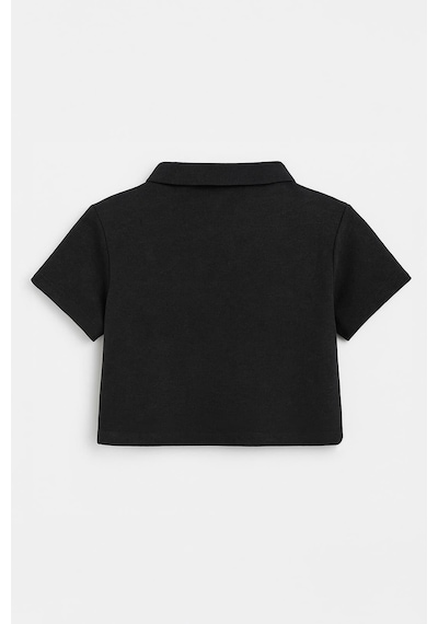 Markapia Woman Kadın Polo Yaka Fermuarlı Crop T-shirt Antrasit Xs