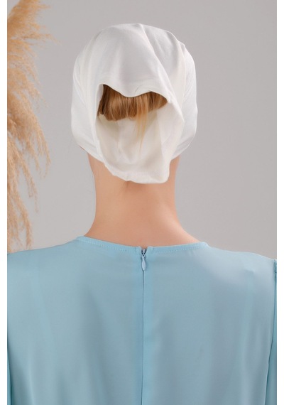 Melodi Scarf Tesettür Hazır Pratik Geçme Boru Bone Ekru Ekru