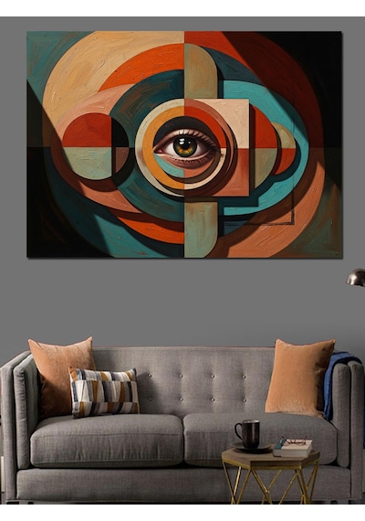 Geometrik Modern Göz Ve Şekiller Dekoratif Kanvas - Mdf Ahşap Tablo