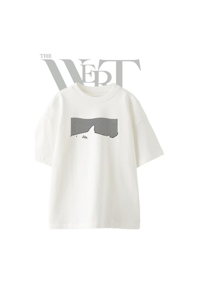 Thewert Shark Waves Tasarım Baskılı Ünisex Beyaz Oversize T-shirt