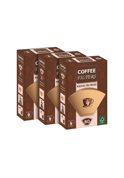 Coffee Filters Kahve Filtresi 4 Numara 3 x 80'li