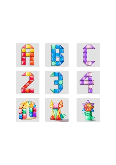 Karın Bölgesier Renkli Magnetic Tiles - 100 Parça