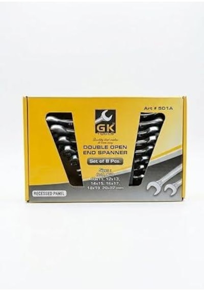 Proalet Gk Tools 1. Kalite Krom Vanadyum Açık Ağız Anahtar Takımı 8 Parça 6-22 Mm , İki Ağızlı Paslanmaz El Aletleri Seti, Özel Taşıma Standlı İki Yönlü Somun Sıkma Ve Sökme Seti