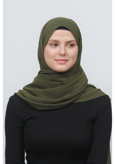 Altobeh Kadın Pratik Kırışık Krinkıl Mira Tesettür Şal - Haki