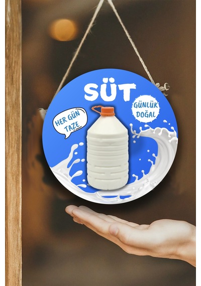 Günlük Süt Dükkanı İçin Duvar, Kapı, Çift Taraflı Askılı Pano Karşılama Tabelası, Süt Mandıra Süsü