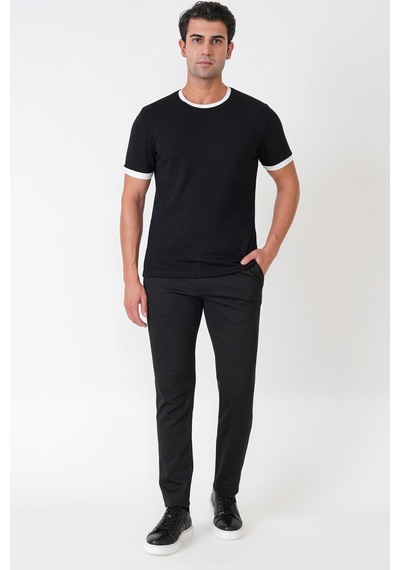 Efor Slim Fit Bisiklet Yaka Siyah-ekru Tişört Ts 932