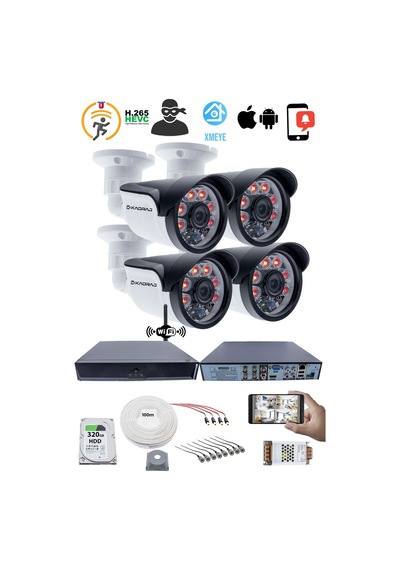 4 Kamera Seti - 5mp Full Hd Güvenlik Kamerası, 1080p, 6 Atom Led