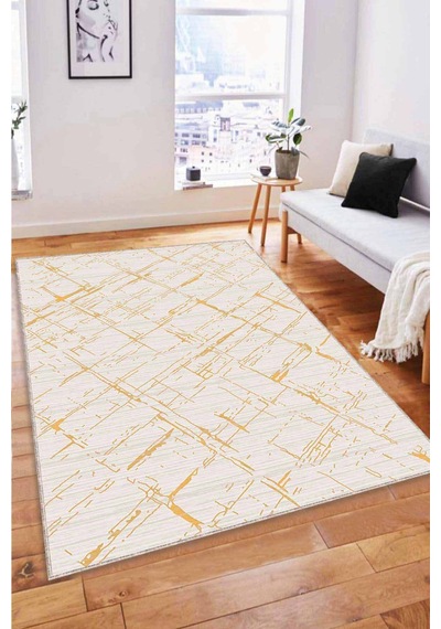Sarı Spor Kaymaz Tabanlı Makinede Yıkanabilir Halı Cz005