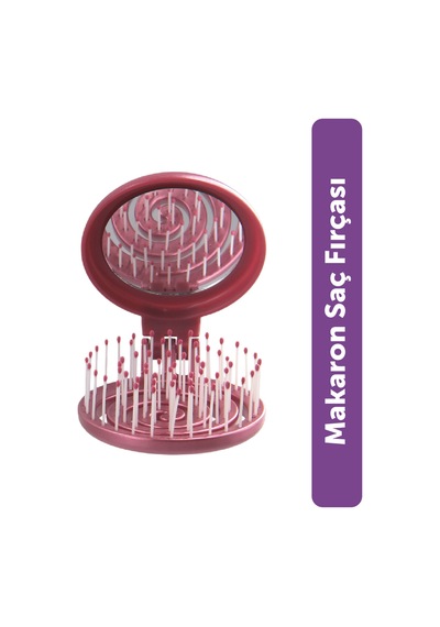 Beauty Makaron Metalik Saç Fırçası - 3d Esnek, Aynalı, Çanta Boy - Compact Detangler Gül Kurusu
