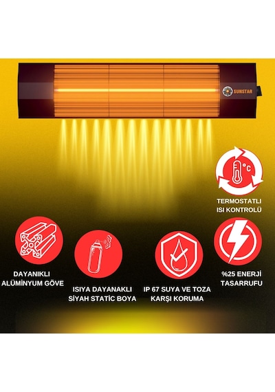 Sunstar Halojen Termostatlı 1800 W Soba - İnfrared Isıtıcı