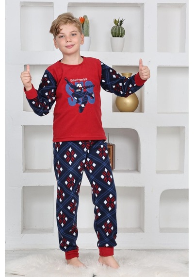 Yeni Sezon Sonbahar/kış Erkek Çocuk Skate 8 Desenli Polar Pijama Takımı 4536-kırmızı Kırmızı Yeni Sezon Sonbahar/kış Erkek Çocuk Skate 8 Desenli Polar Pijama Takımı 4536-kırmızı Kırmızı