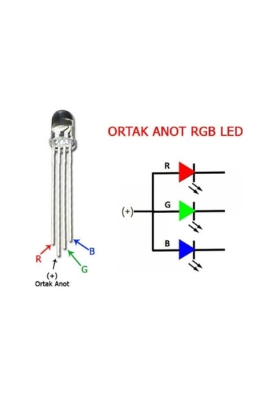 Rgb Led Ortak Anot 5 Adet 5mm Arduino Uyumlu
