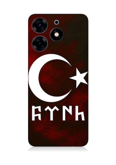 Tecno Spark 10 Pro Uyumlu Göktürk Ay Yıldız Kompozisyonu Desenli Silikon Kılıf Çok Renkli
