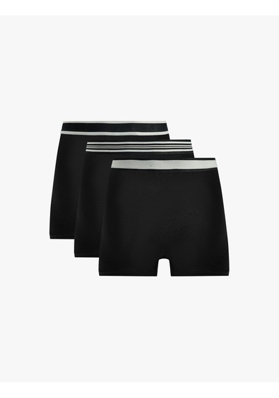 Koton Çizgili Lastikli Pamuklu 3 Lü Boxer Seti Siyah 7wlm90028mk