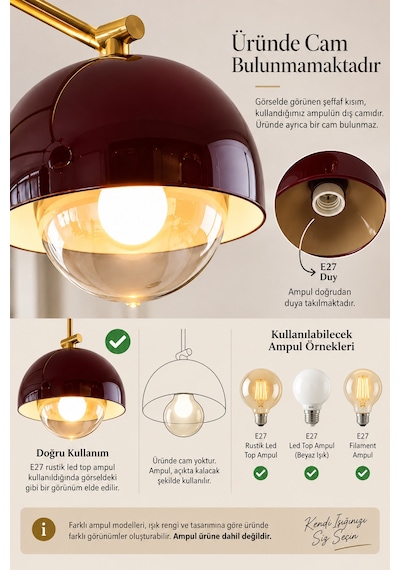 Pera 5 Li Metal Şık Estetik Dekoratif Salon Avize Çok Renkli