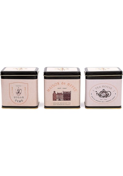 Azura Desenli Dikdörtgen Saklama Kabı 3 Lü Set, 8 X 12 Cm
