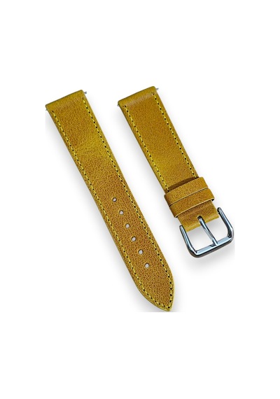 20mm Crazy Horse Hakiki Deri El Yapımı Saat Kordonu Sarı