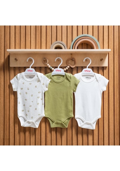 Tiffany Baby & Kids Tiffany Baby Green Plant Theme 3'lü Yarım Kol Body 48008 Ekru