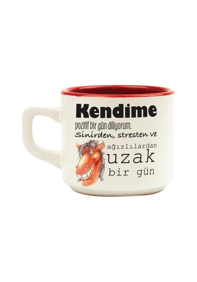 Kendime Pozitif Bir Gün Diliyorum Baskılı Kırmızı Venüs Kupa