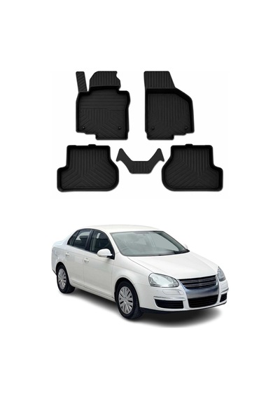 Volkswagen Jetta 5 2005-2010 Uyumlu 4d Havuzlu Paspas Kauçuk Siyah 5 Parça