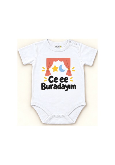 Babylimon Ce Ee Buradayım Beyaz Kısa Kollu Çıtçıtlı Bebek Zıbını Beyaz - Ce Ee Buradayım - 928161976 Beyaz - Ce Ee Buradayım