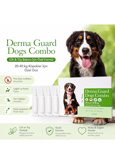 Lion Paw 20-40 Kg Köpek Dış Ense Deri Damlası Pire Bit Kene Deri Bakımı Için Bitkisel Damla 4x3 Ml