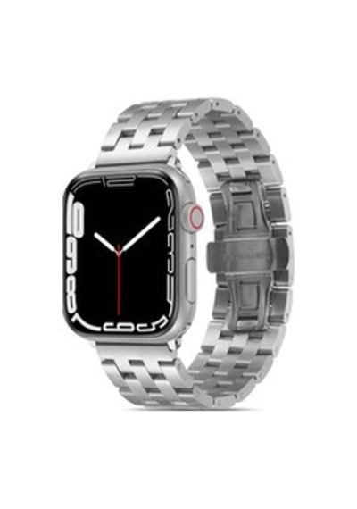 Apple Watch Uyumlu Ultra 49mm Kordon Krd-20 Metal Strap Kayış - Gümüş