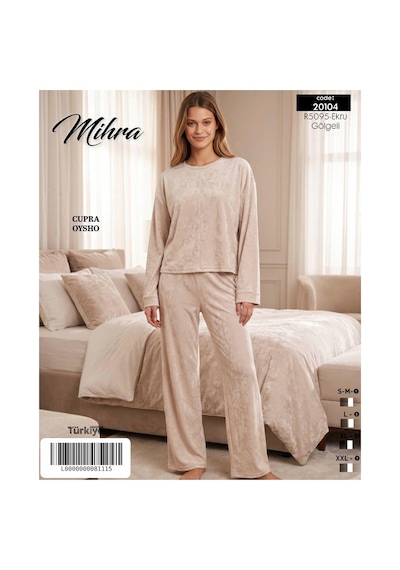 Mihra Kadın Oysho Bisiklet Yaka Uzun Kol Desenli Baharlık Pijama Takımı 20104eg - 1 Adet Ekru Mihra Kadın Oysho Bisiklet Yaka Uzun Kol Desenli Baharlık Pijama Takımı 20104eg - 1 Adet Ekru