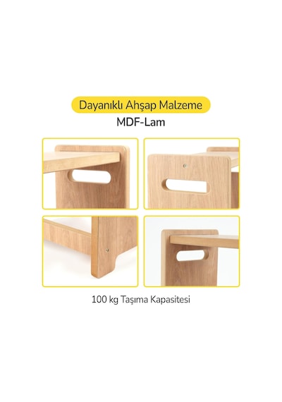 Rozitoys Ahşap Çift Basamaklı Yükseltici Tabure, Çok Amaçlı Ev Ve Banyo Basamağı, Dayanıklı Ahşap Tasarım Genel